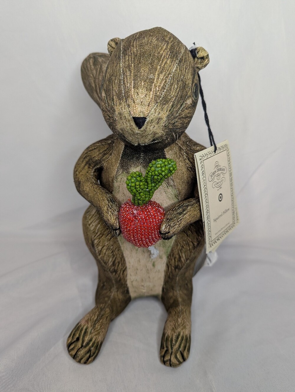 NWT John Derian Decorative Squirrel With Radish Pillow